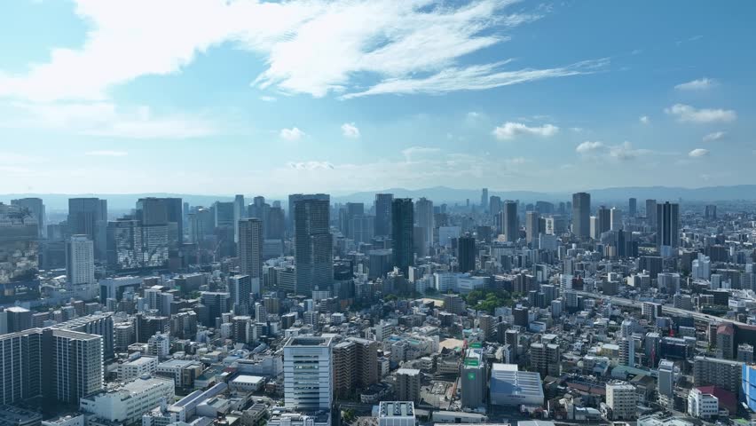 Drone aerial view of modern city and roads