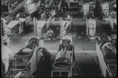 1910s - World War One airplane factories and planes are packed and shipped. Stock Video