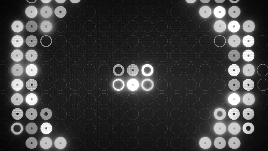 Abstract glowing circles and rings on a dark grid background, seamless loop animation. Seamless loop.