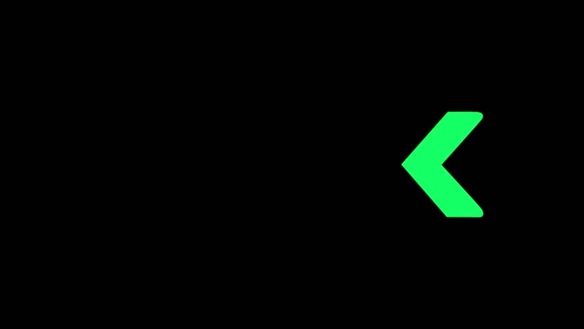 A sequence of green arrows moving from right to left, creating a sense of motion, direction, or perhaps a backward step in a conceptual animation.