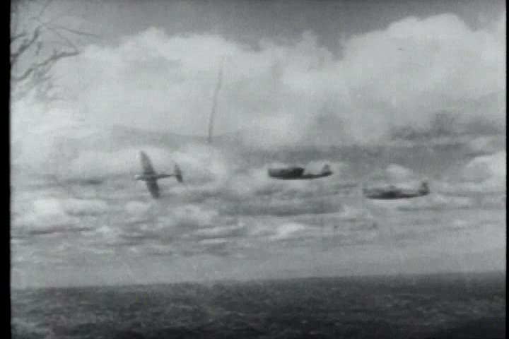 1940s - Good aerial bombing and strafing footage over Italy in World War II.