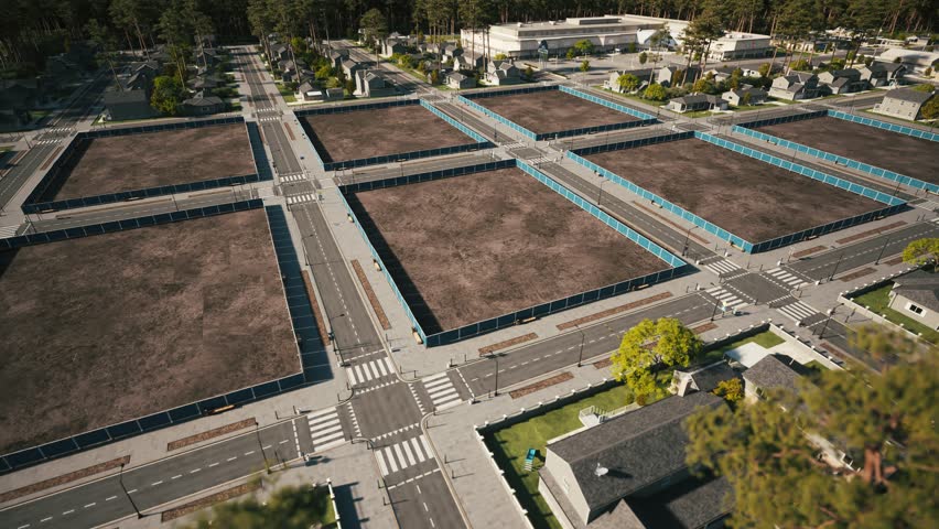 Residential District Development Timelapse. Modern Apartment Complex Construction Progress