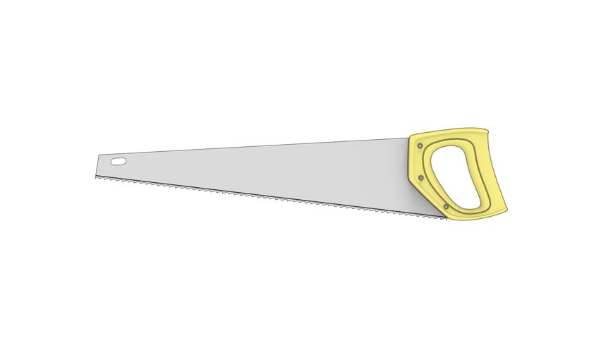Sketch of hand saw on white background