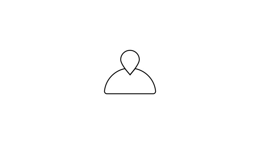 A simple line drawing of a person with a pin on their head.