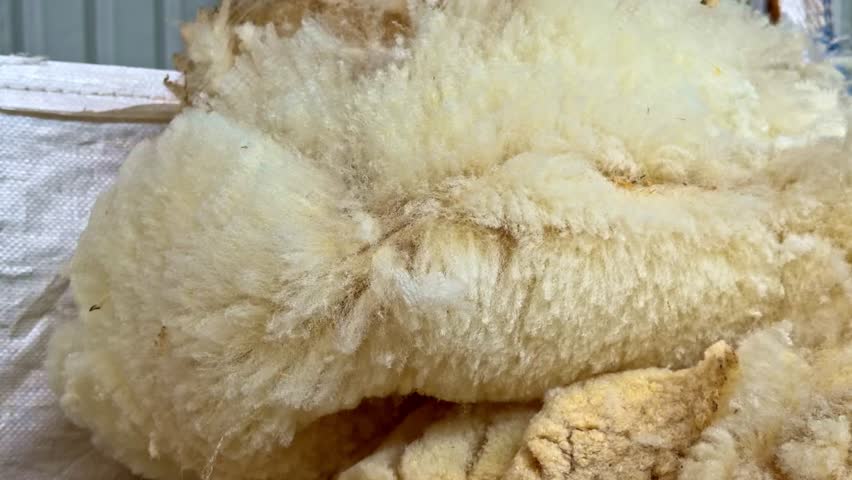 Close Up of Sheep Wool After Shearing Showing Texture Details