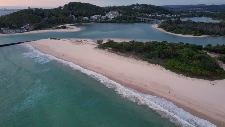 Tallebudgera Creek And Beach In QLD, Australia - Drone Shot
