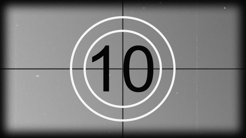 Old film countdown retro movie leader vintage cinema intro black white timer
