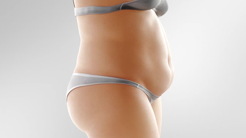 Woman lose weight by burning belly fat, fat cells burning, obese people become slimmer, fitness and body shaping, body management solution,close-up of waistline reduction.3D rendering. Alpha channel.	