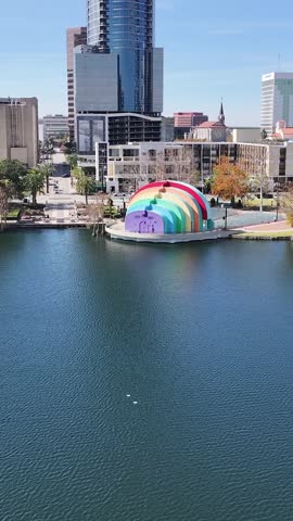 Downtown Orlando In Florida United States. Metropolis Downtown District. Stunning Cityscape. Eola Park Scene. Downtown Orlando In Florida United States. Nature Scenery. Outdoor Skyline.