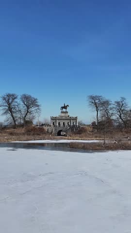 Lincoln Park At Chicago In Illinois United States. Downtown City. Leisure Park Landscape. Lincoln Park At Illinois United States. Metropolitan District. Winter Scenery.