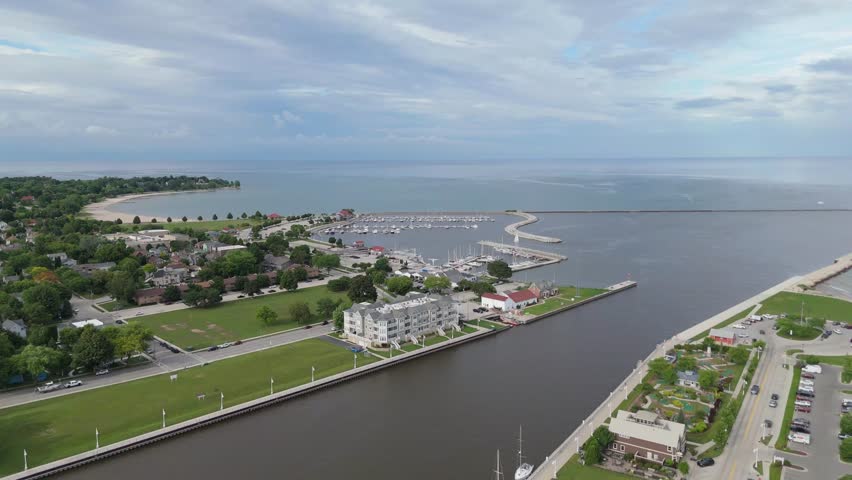 Drone shot of the Sheboygan, Wisconsin Marina.
