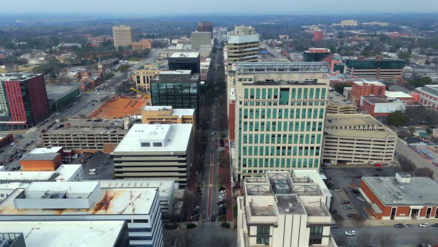 Columbia SC 180 degree aerial panorama in winter