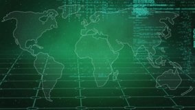 Animation of data processing over world map on green background. Global technology, connections and digital interface concept digitally generated video. - Powered by Shutterstock - Get 15% off with code: PIKWIZARD15