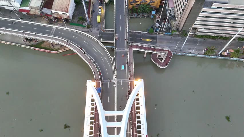 Aerial View of Roads and Skyscrapers at Binondo Philippines