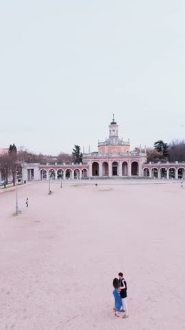 Hispanic couple dancing bachata in aranjuez, spain