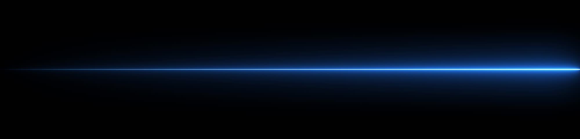 A single, thin, bright blue neon line horizontally bisects a completely black background, emitting a subtle glow and creating a minimalist, futuristic, or abstract visual effect with a sense of depth