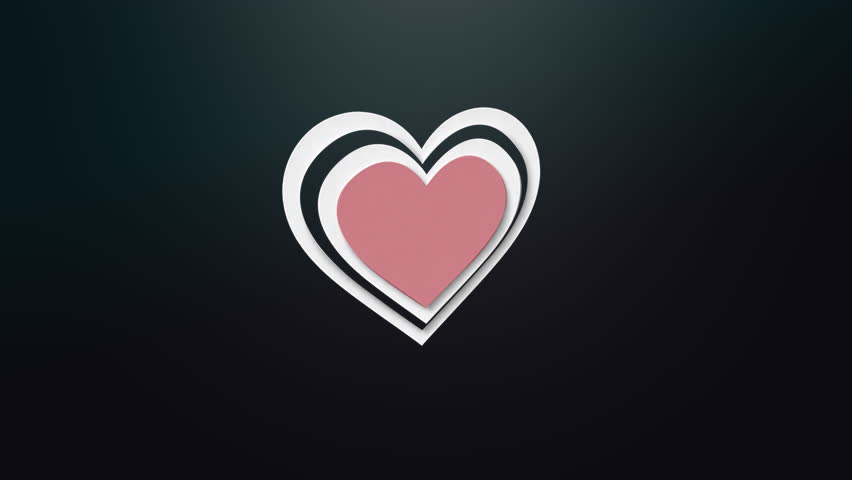 Stylized red heart with layered white outline glowing against a dark background, representing love, care, health, emotion, heartbeat, romance, compassion, and human connection.