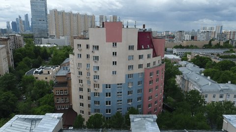 Aerial Rise along Herzen Research Institute Facade