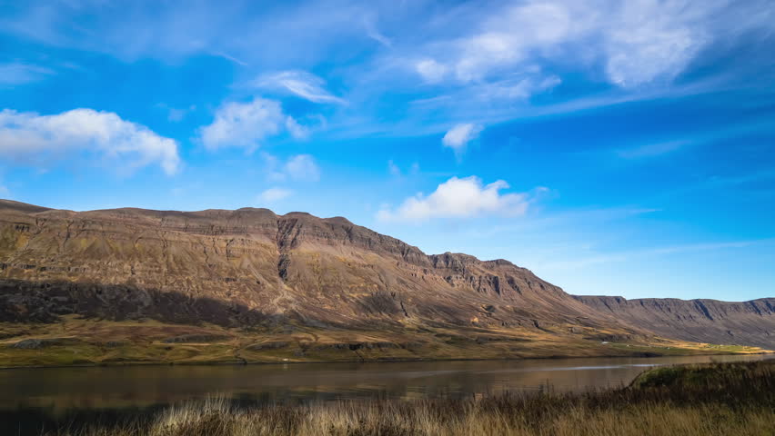 Landscape in the East Fjords of Iceland - time lapse