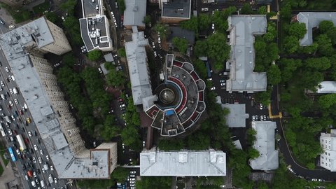 Top View Drone Lowering above Herzen Institute