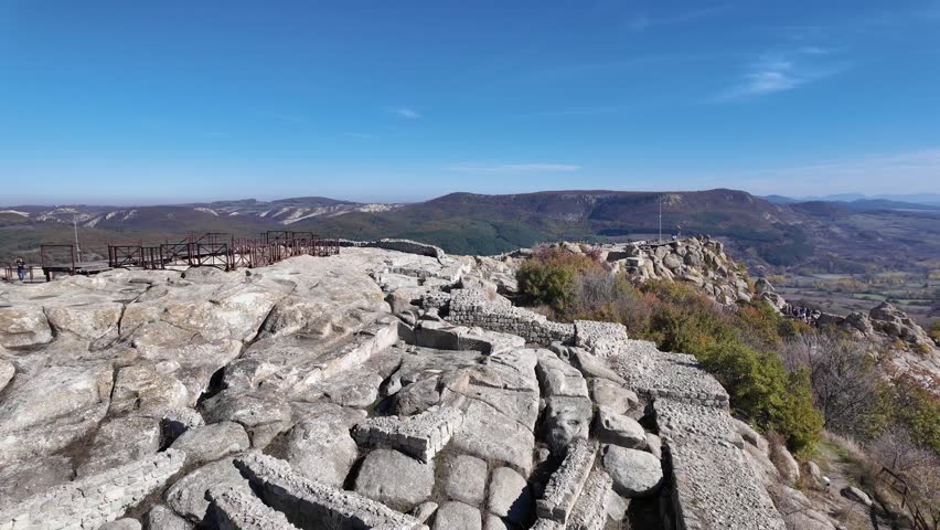 Autumn view of Ruins of Ancient thracian city of Perperikon, Kardzhali Region, Bulgaria