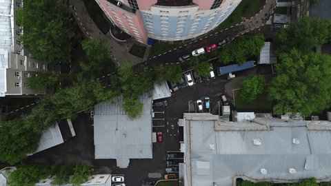 Drone Flying Forward above Herzen Institute Roof