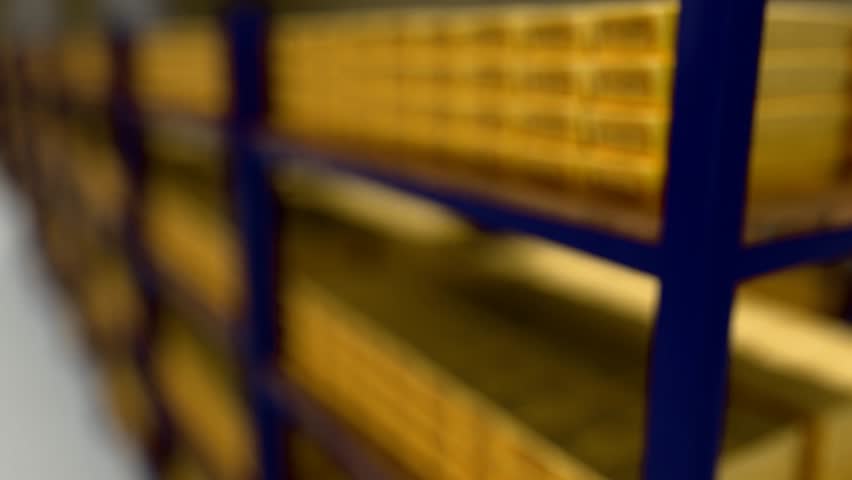 Cinematic footage of stacked gold bars inside a secure vault. Concept of wealth, finance, banking, investment, precious metals, and financial security. Ideal for business, global economy, luxury, inflation hedge, and financial stability themes.