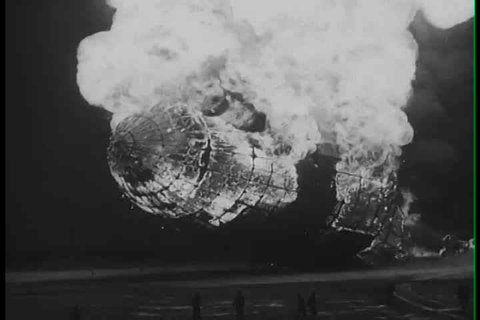 1930s - The Hindenburg zeppelin explodes at Lakehurst, N.J. in 1938