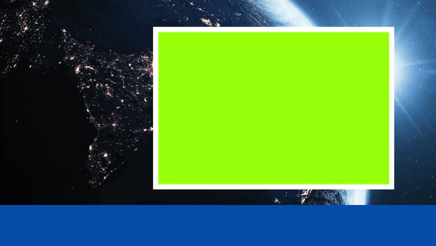 Breaking News Live Broadcast Background with Green Screen Frame and Earth from Space