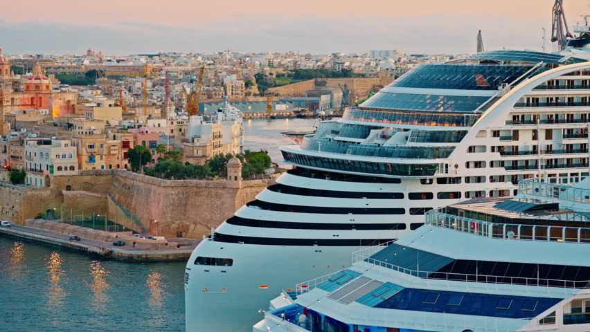 Malta, Valletta - 11.11.2025: Cruise ship in the port of Valletta Malta Popular European tourist destination for tourists