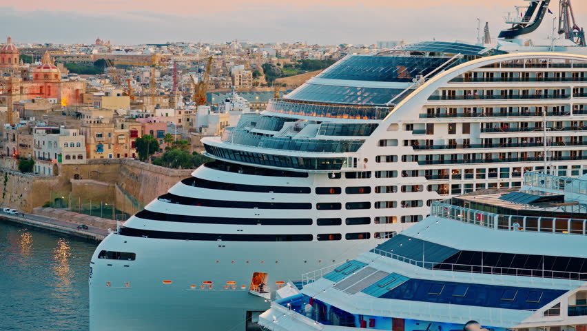 Malta, Valletta - 11.11.2025: Cruise ship in the port of Valletta Malta Popular European tourist destination for tourists