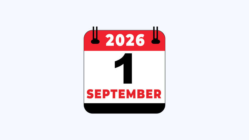 Calendar page showing september 1, 2026, highlighted in red. Suitable for scheduling, planning, events, appointments, and time management concepts.
