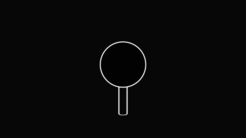 This minimalist image features a white outline of a magnifying glass against a stark black background, symbolizing investigation and clarity in concept and design.