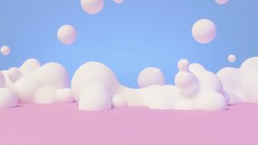 Abstract liquid looped animation. White bubbles on blue background, soft shapes, water drops. 3d render motion design, seamless wallpaper - Powered by Shutterstock - Get 15% off with code: PIKWIZARD15