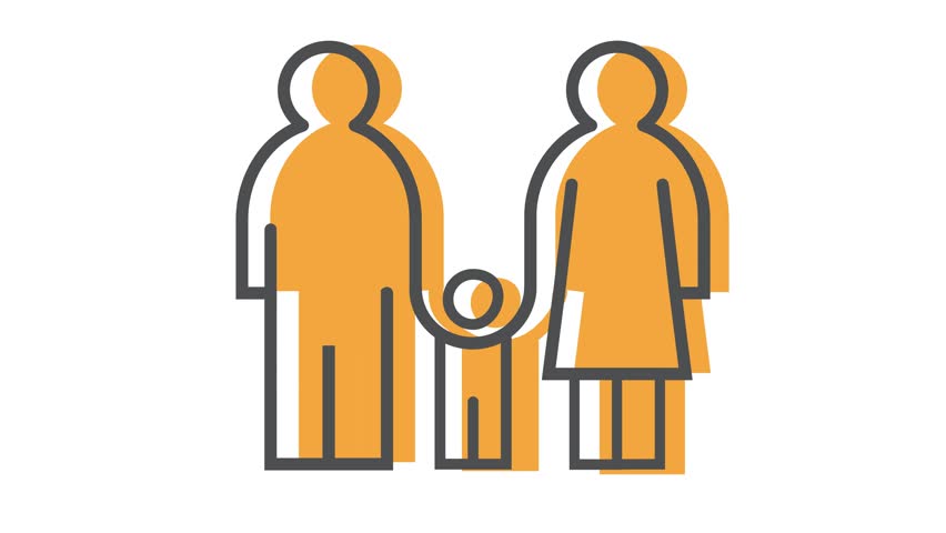 Family of three. Two parents and child, vector, icon.