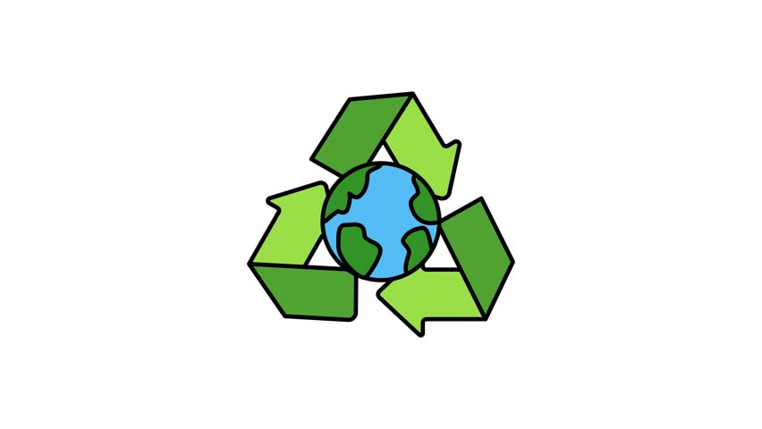 Planet Earth Surrounded by Recycling Arrows, Flat Illustration Promoting Environmental Conservation and Sustainable Living