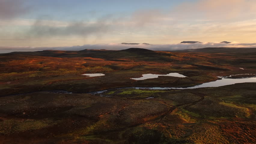Aerial view of the mountains around Egilsstadir- Iceland