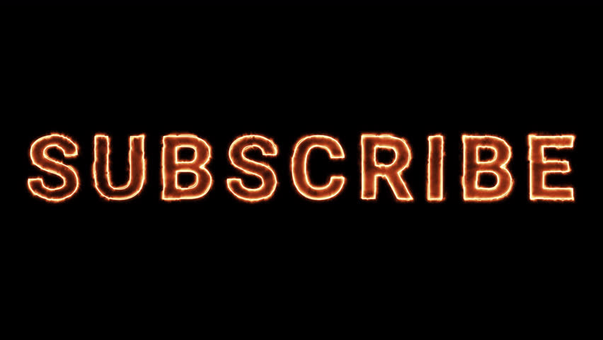 Burning text effect for subscriptions zooming out with a transparent alpha channel for easy background removal in social media videos.