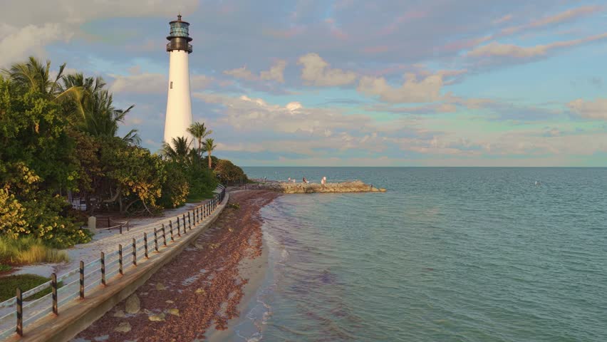light house, sunny, sunset, sunrise, park, key Biscayne, colorful, beach, tropical, nature, coast, Florida, Beach, reflection,magic hour, tropical, drone, ocean,