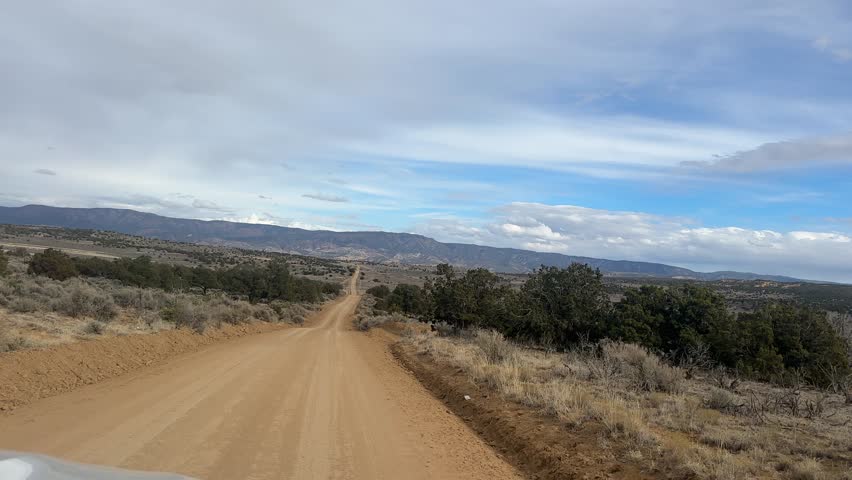 Driving on the Road to Mesa Portales, New Mexico