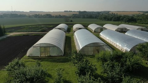 Side Tracking Drone over Kashira Greenhouses