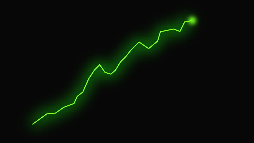 Market Recovery Concept. Successful growth trend green line graph going Up. Animated Financial Growth Graph. Graph Depicting Financial Growth, Stock Market Boom, Business Success.