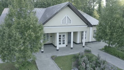 Drone Circling Entrance Exhibition Hall Chekhov