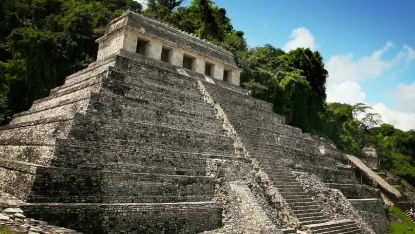 Ancient Mayan pyramid of Palenque in Mexico, showcasing historical architecture and cultural heritage.
