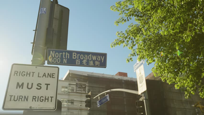 Los Angeles City Skyline, bridges and street signs