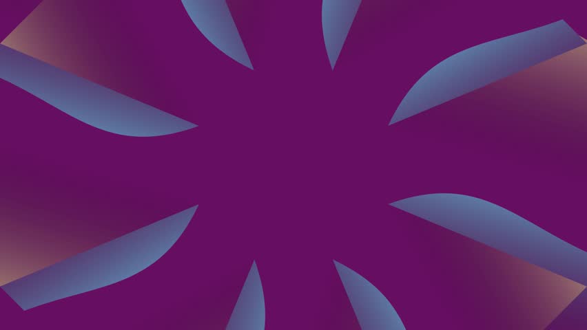 A blue flower graphic moves on a purple background