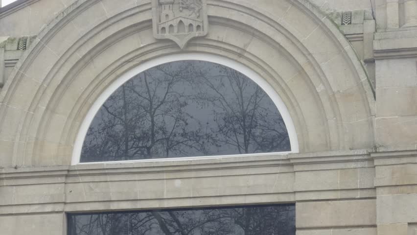 Town Coat Of Arms Inside The Arch Of A Windows At Ourense Market