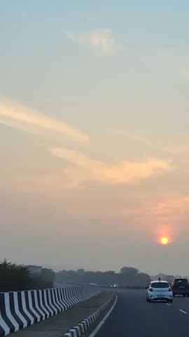 Cold Season Sunset on a Highway During Evening