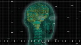 Animation of data processing and diagram over x-ray of human head. Digital online security computer interface concept digitally generated. - Powered by Shutterstock - Get 15% off with code: PIKWIZARD15