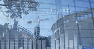 Animation of financial data processing over modern office building. Global business digital interface and technology concept digitally generated video. - Powered by Shutterstock - Get 15% off with code: PIKWIZARD15